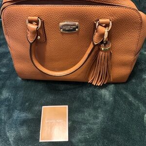 Michael Kors Brown Leather Satchel with Tassel